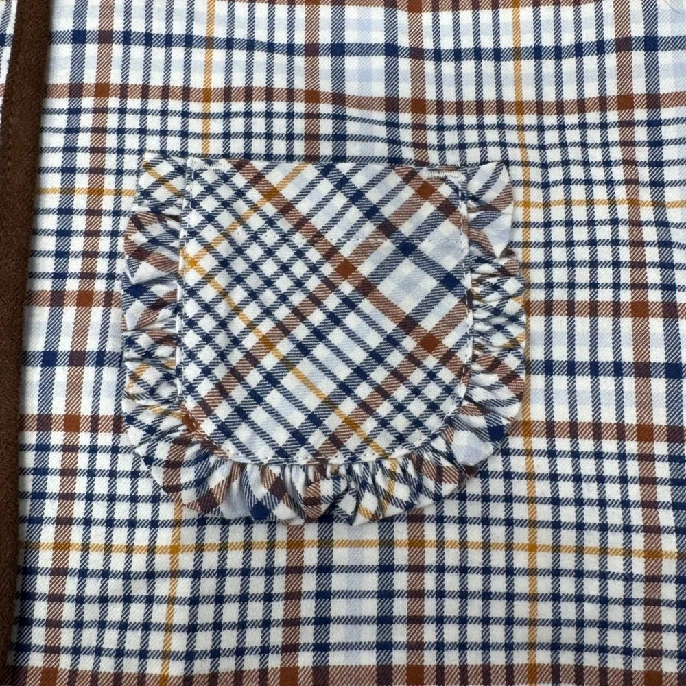 Janie and‎ Jack Tan Plaid Lined Cape Toddler Girls 18-24M Ruffle Trim Pockets